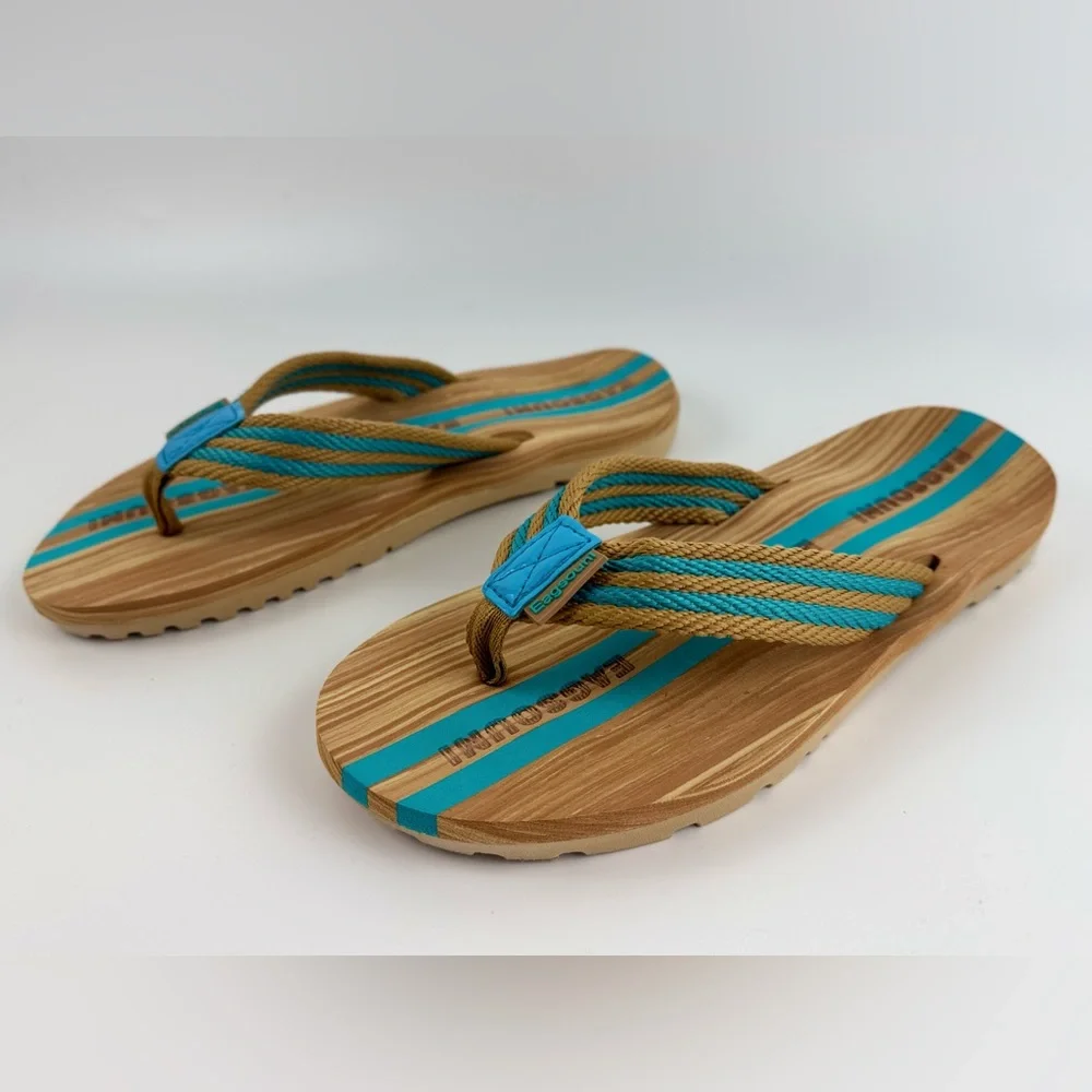 Eagsouni Unisex Flip Flops, Casual Comfort Thong Sandals Tan/Blue Size 41 - Picture 1 of 11